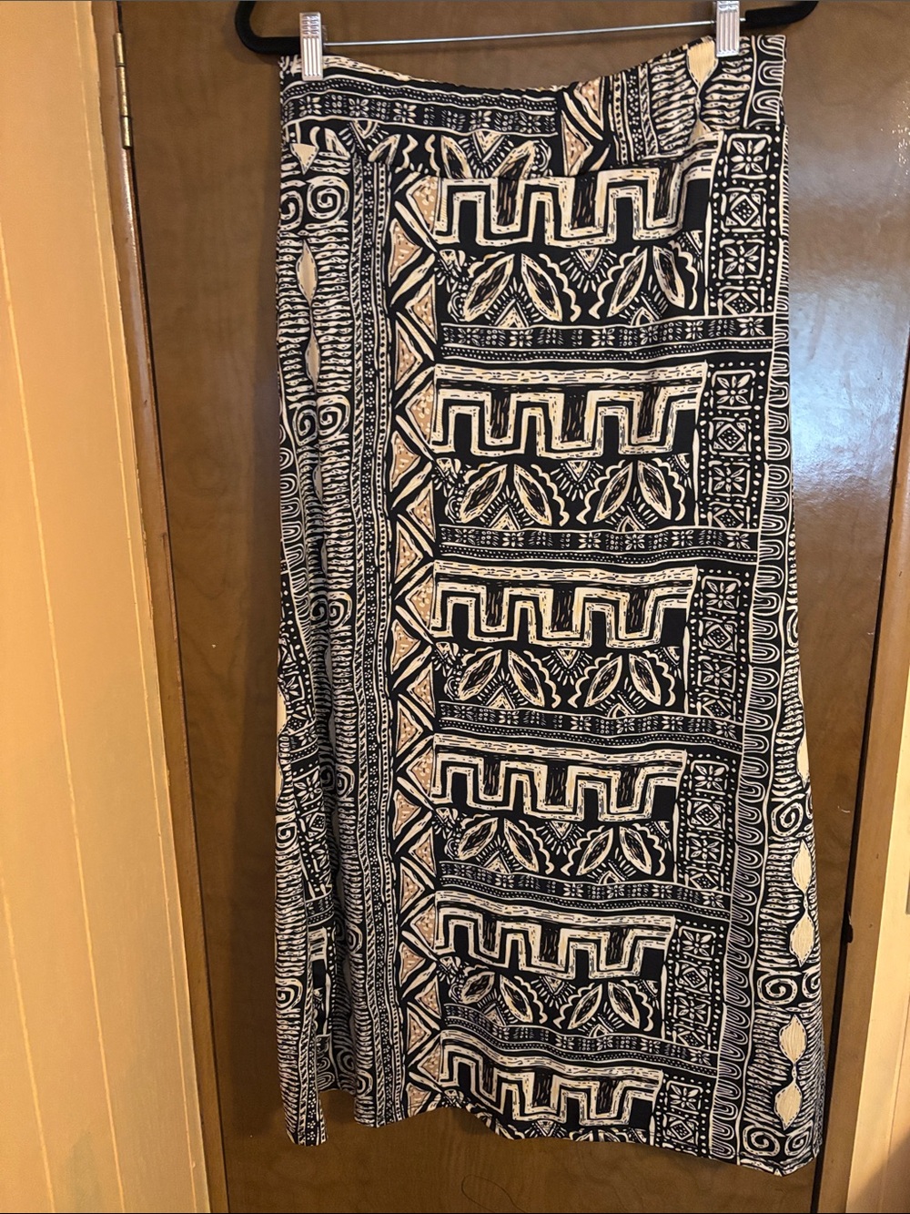 Black and Cream Geometric Maxi Skirt